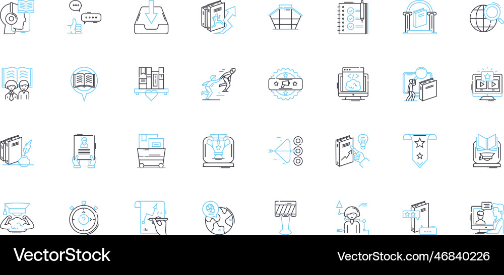 Investigation notion linear icons set suspicious Investigation notion linear icons set suspicious Vector Image