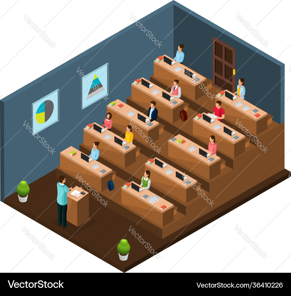 Isometric university education concept Royalty Free Vector