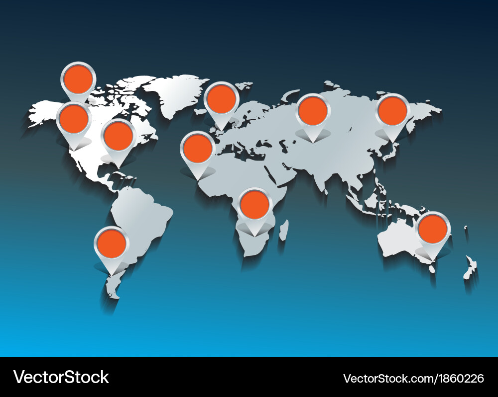 Map pointers with world vector image