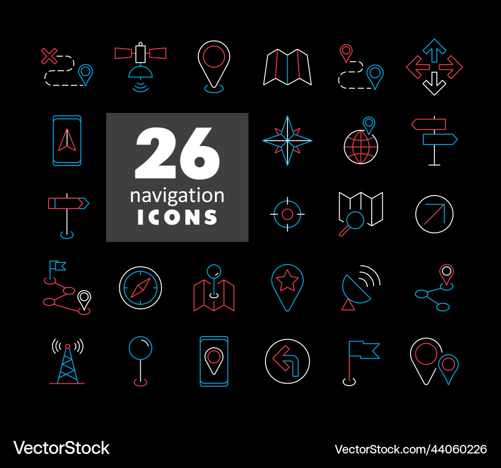 Maps location navigation flat icons set Maps location navigation flat icons set Vector Image