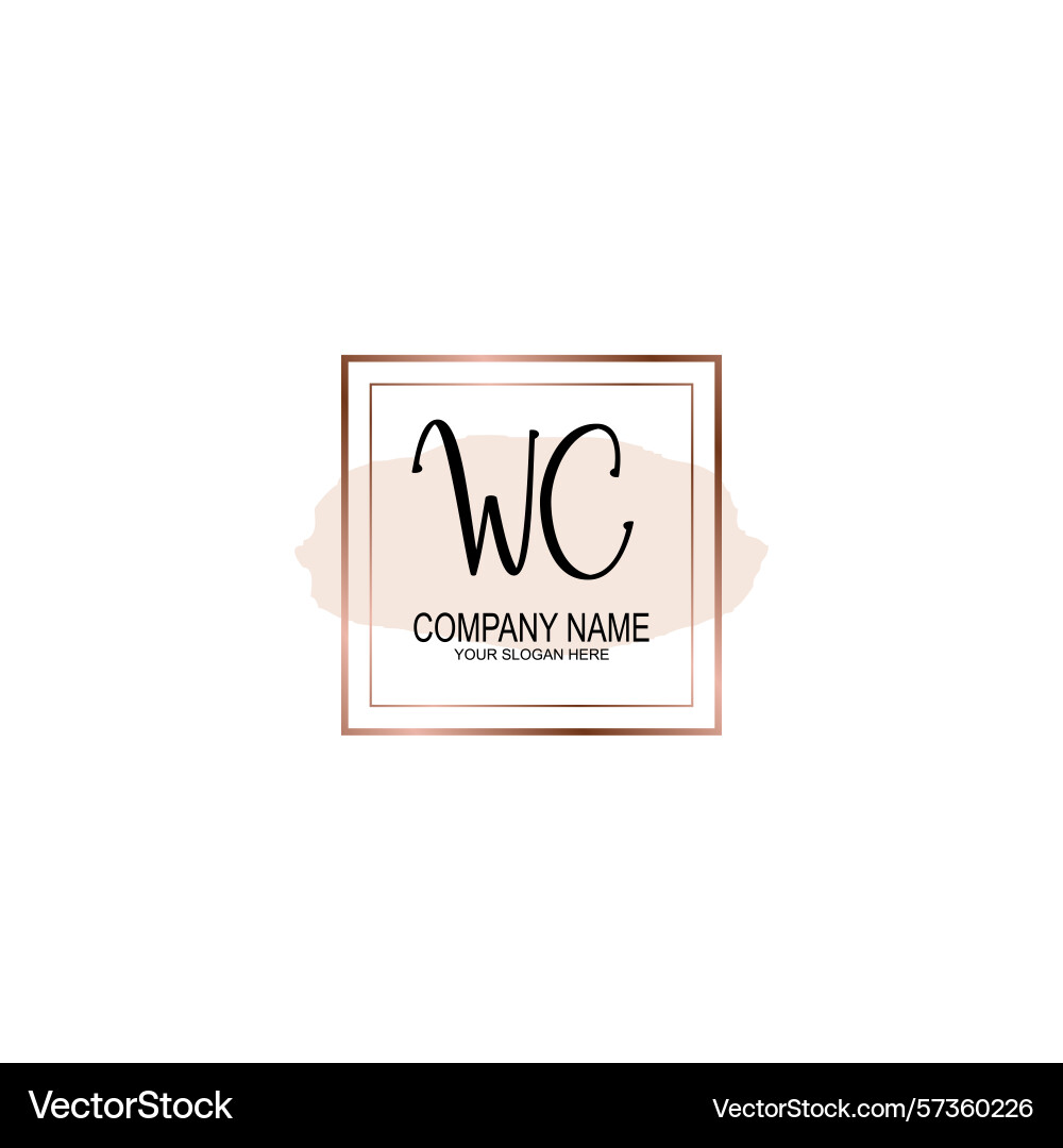 Minimalist handwritten wc initial logos with soft Minimalist handwritten wc initial logos with soft Vector Image