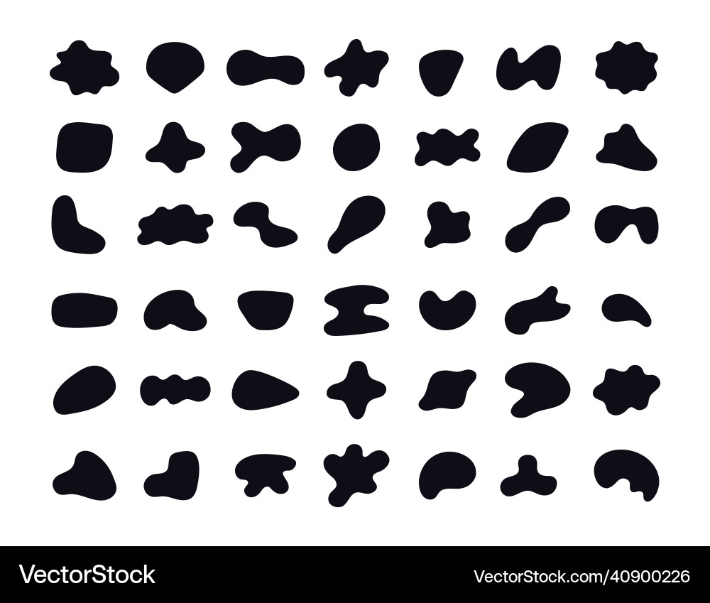 Random black abstract shapes set of organic blobs Random black abstract shapes set of organic blobs vector image