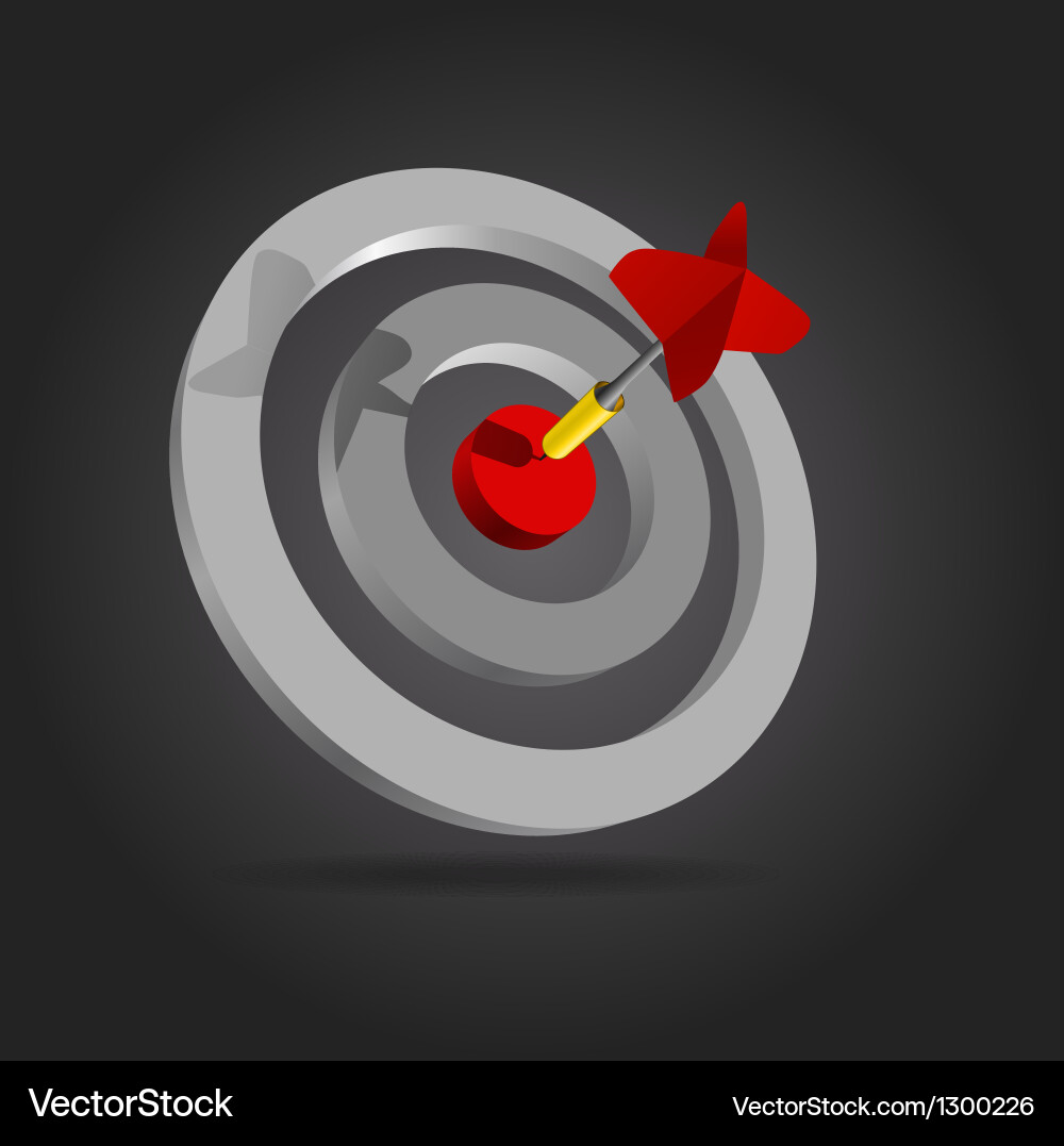 Red dart in the center of target vector image