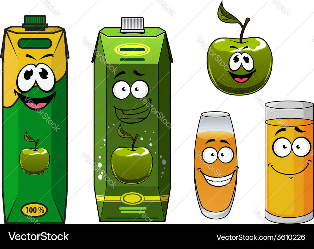 Refreshing Apple Juice Cartoon Vector Image