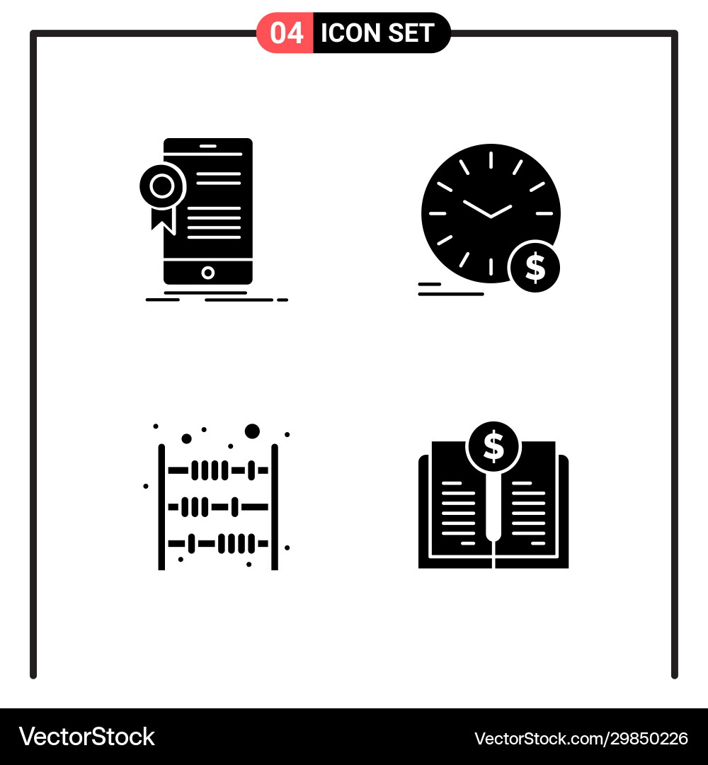 Set 4 solid style icons for web and mobile Set 4 solid style icons for web and mobile Vector Image