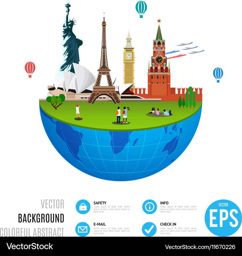 World landmarks concept on white background Vector Image