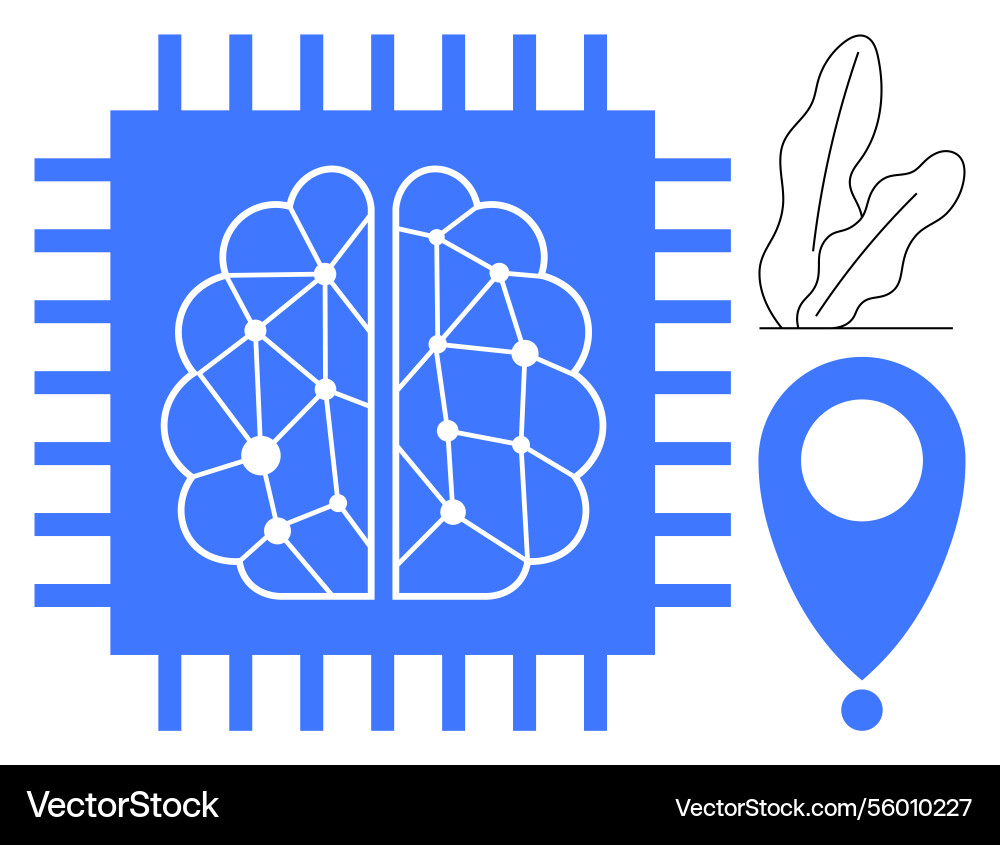 Artificial intelligence chip with neural network Artificial intelligence chip with neural network vector image
