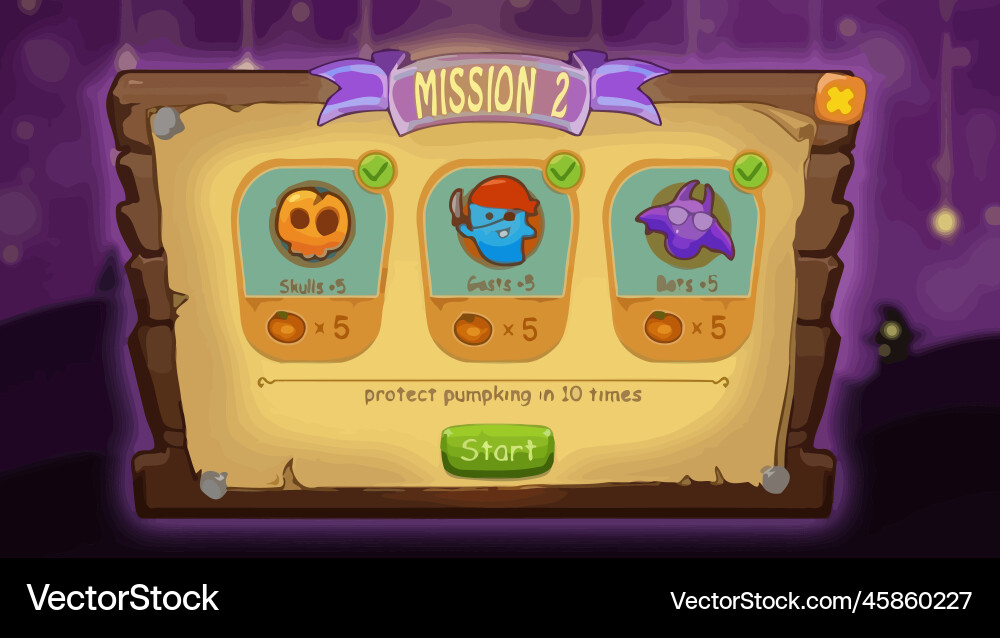 Complete set of level button game ui pop-up icon vector image