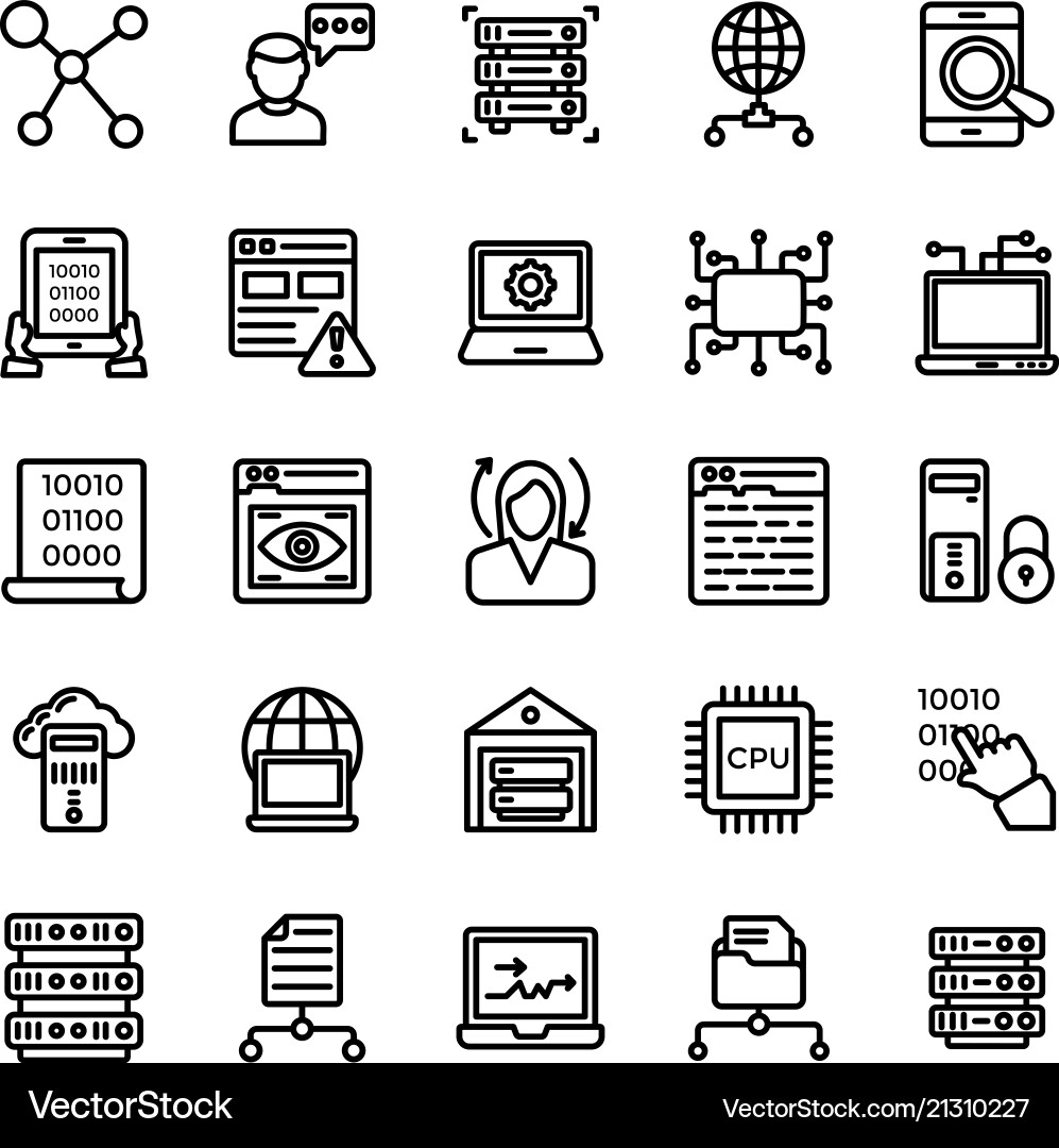 Data management line icons set Data management line icons set vector image