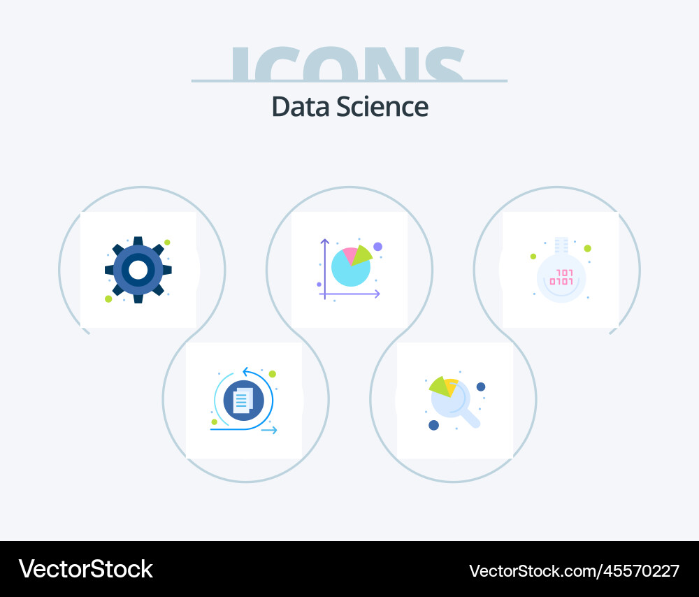 Data science flat icon pack 5 design binary vector image