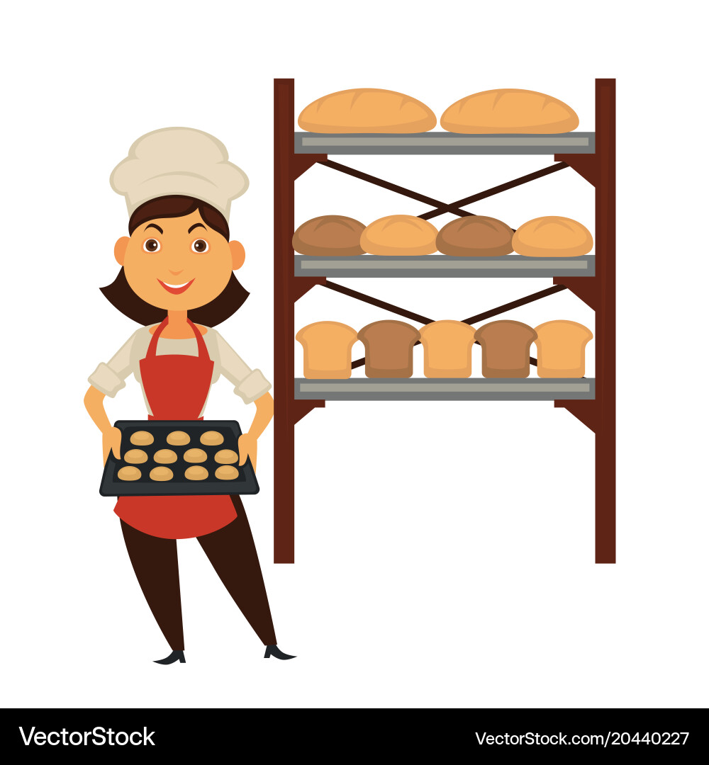 Female Baker with Cookie Stand – Royalty-Free Vector | VectorStock, image size:1000x1080