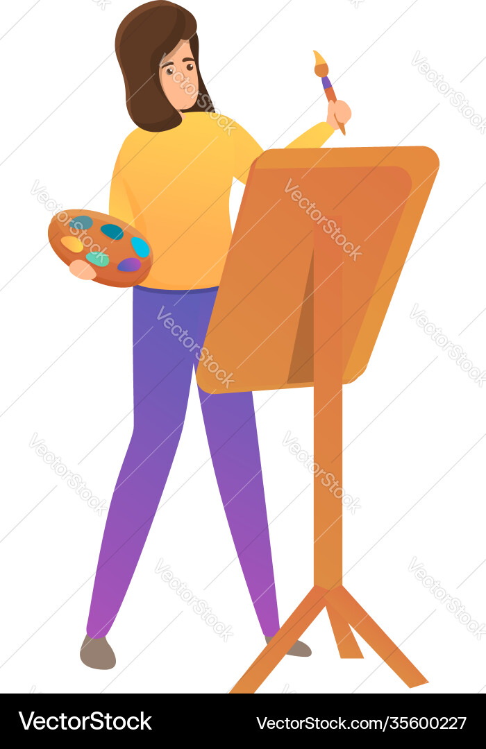 Girl painter icon cartoon style Girl painter icon cartoon style vector image