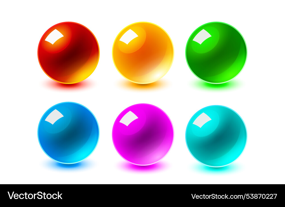Glossy circle buttons color set 3d ball Glossy circle buttons color set 3d ball vector image