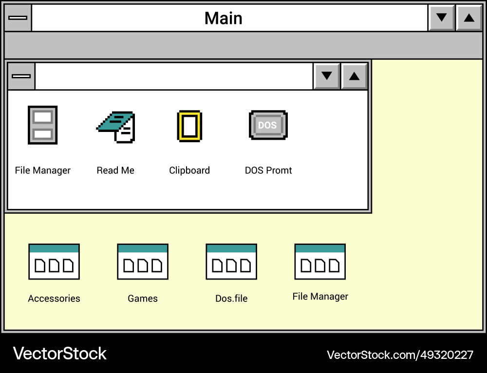 Interface of file manager folders and documents Vector Image