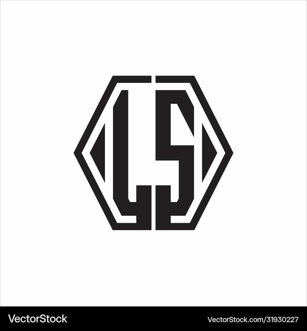 Ls logo monogram with hexagon line rounded design Vector Image