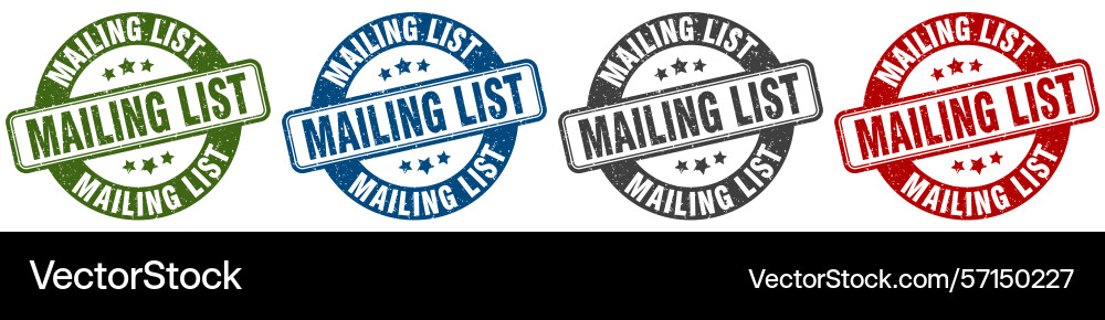 Mailing list stamp round set Vector Image
