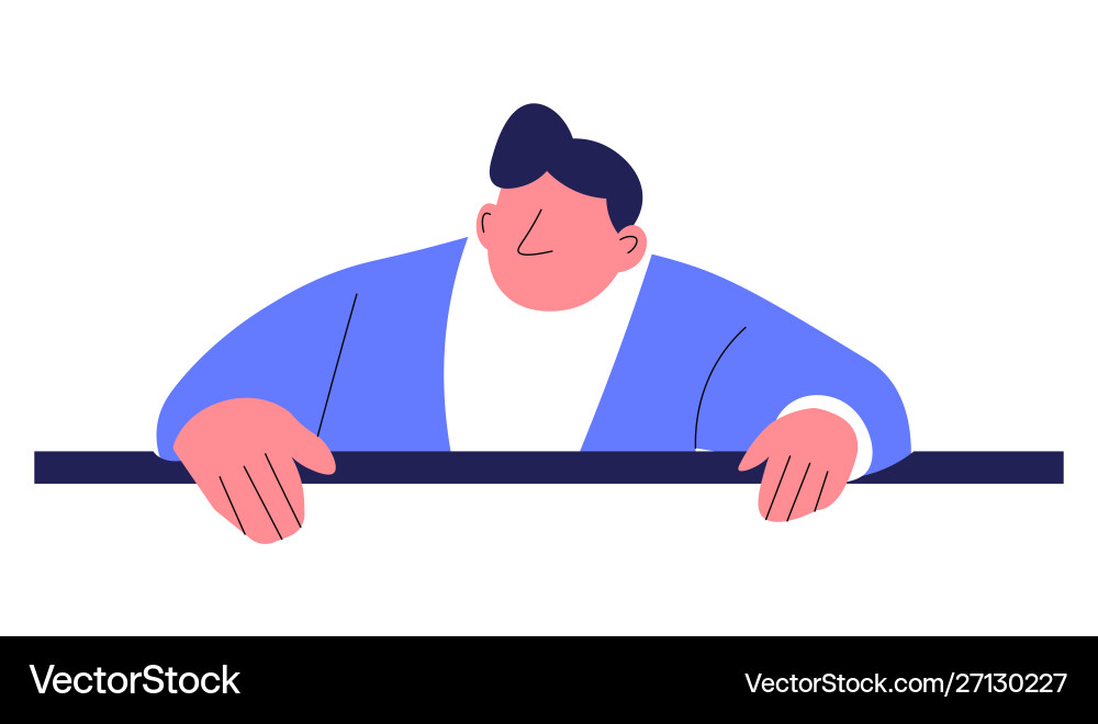 Man in window bending over windowsill view from Man in window bending over windowsill view from vector image