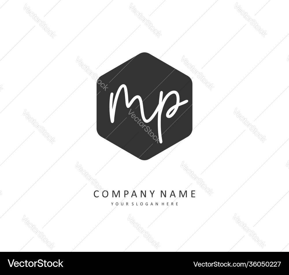 MP Initial Signature Logo - Handwriting & Monogram Vector Image