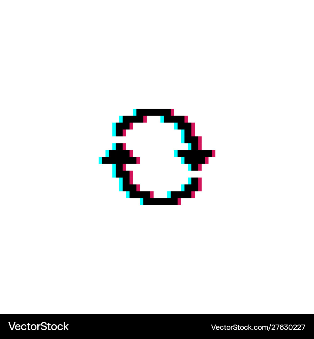 Pixel art 8-bit circle loading icon with glitch vector image