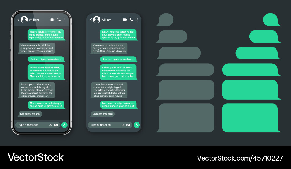Realistic smartphone with messaging app sms text Realistic smartphone with messaging app sms text vector image