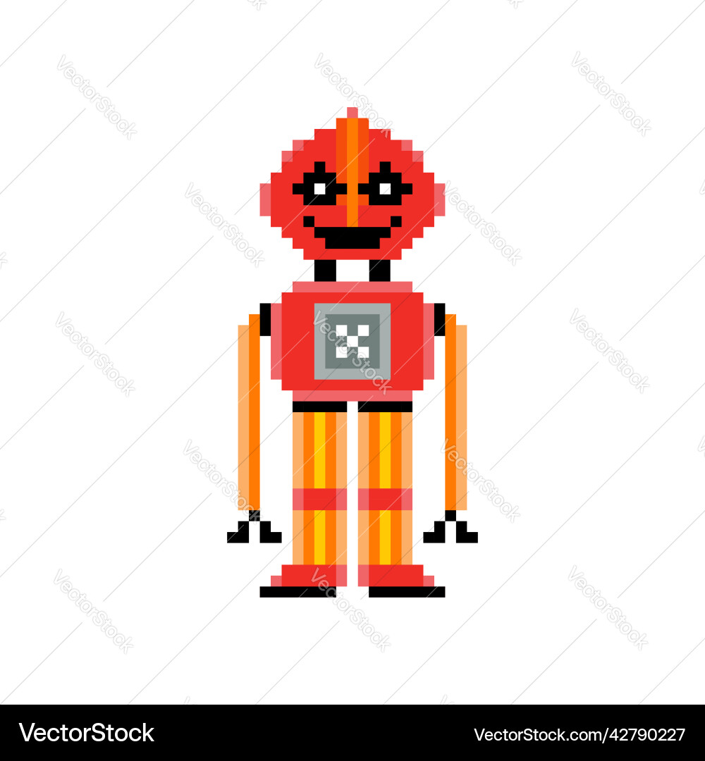 Robot in pixel art style Robot in pixel art style vector image
