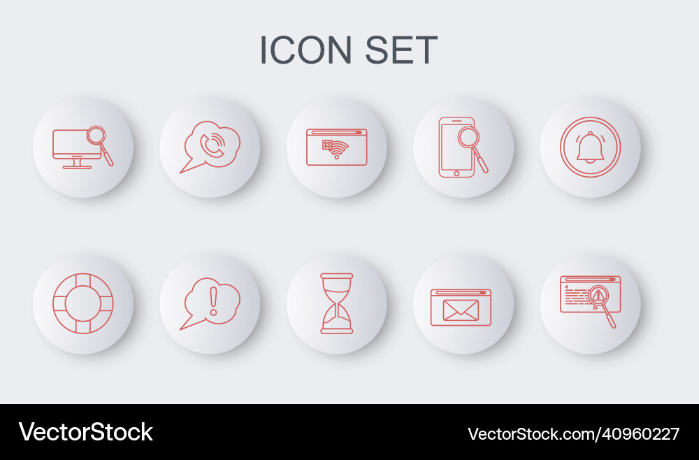 Set line system bug concept lifebuoy no internet Set line system bug concept lifebuoy no internet vector image
