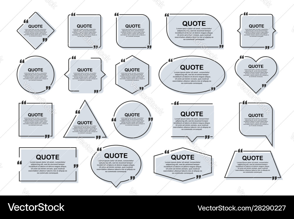 Set quote frames blank template with print vector image