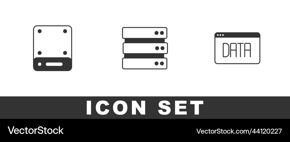 Set server and data analysis icon Set server and data analysis icon vector image