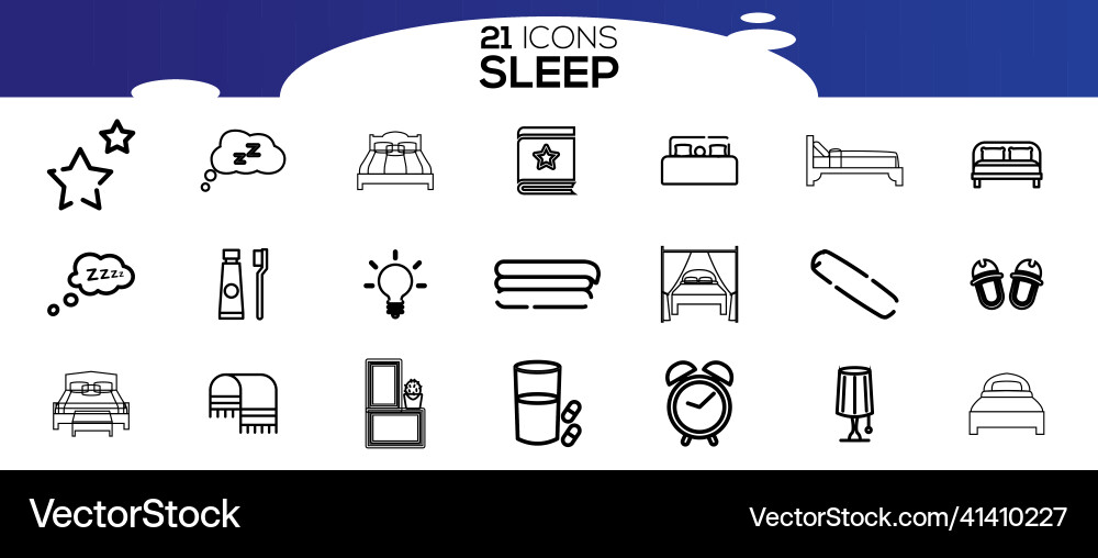 Simple set of sleep related line icons Simple set of sleep related line icons vector image