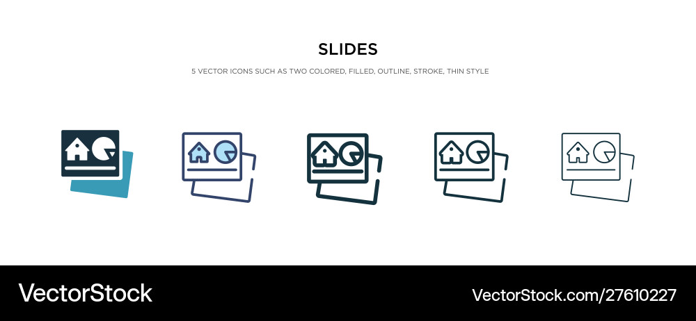 Slides icon in different style two colored Slides icon in different style two colored Vector Image