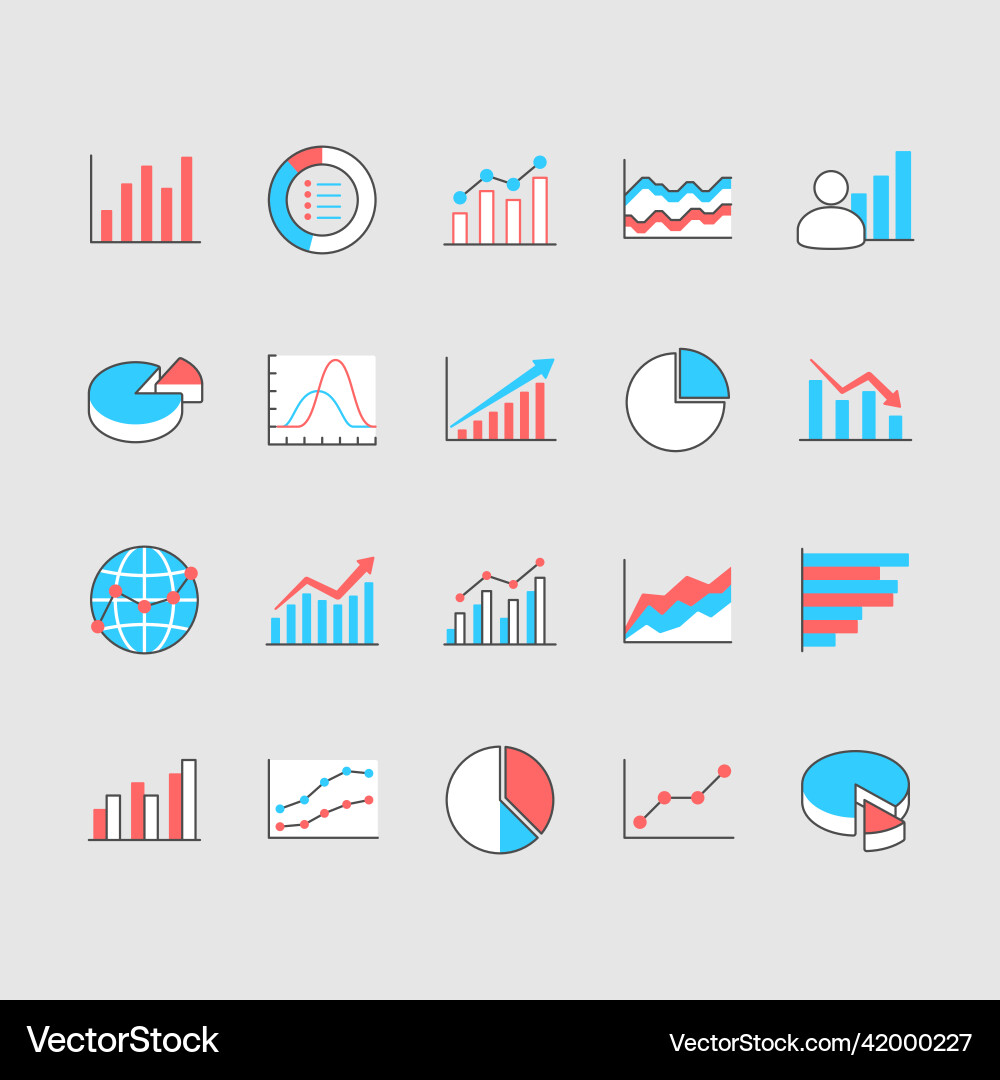 Statistics simple color icons editable stroke Statistics simple color icons editable stroke vector image