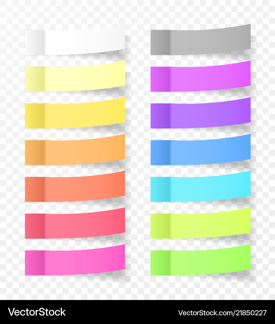 Sticky paper notes with shadow effect blank color Sticky paper notes with shadow effect blank color vector image
