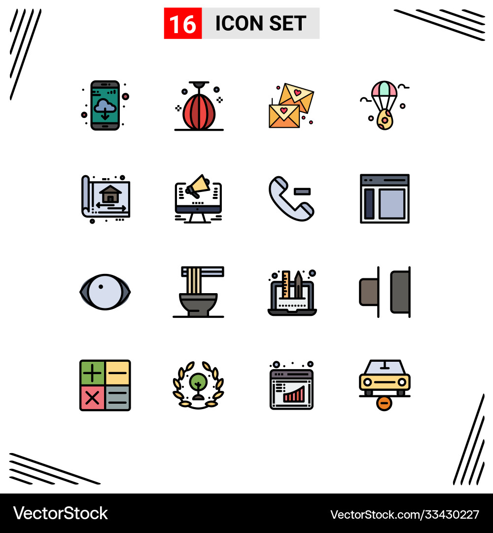 User interface pack 16 basic flat color filled vector image
