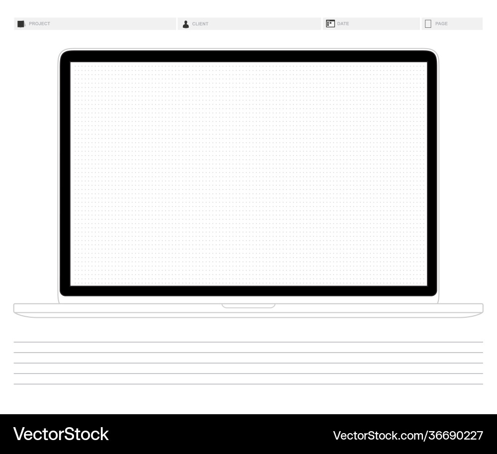 Wireframe Web-Anzeige Schablone gepunktet Raster Vektorbild