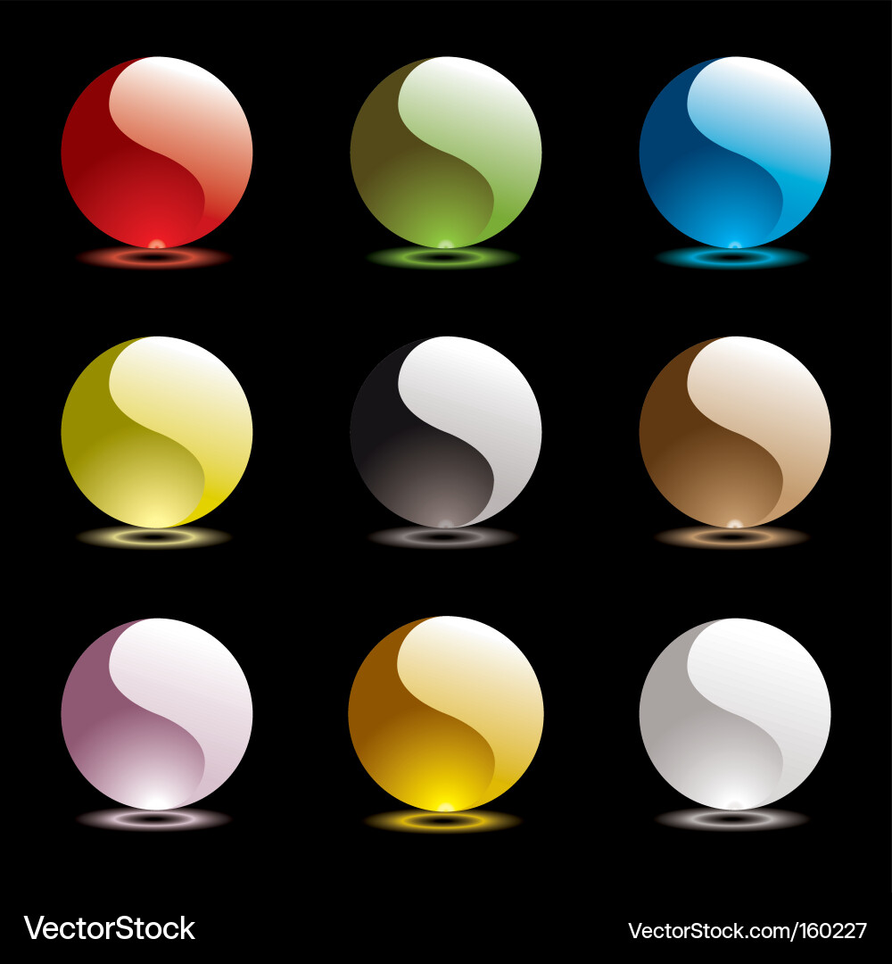 Yin Yang Round Icons Vector Image