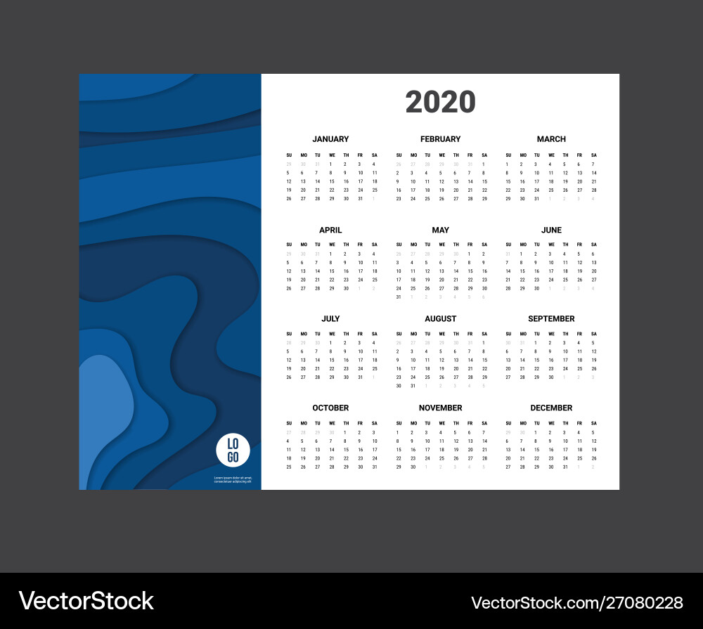 2020 calendar - template mock up 2020 calendar - template mock up Vector Image