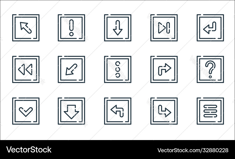 Arrow line icons linear set quality vector image