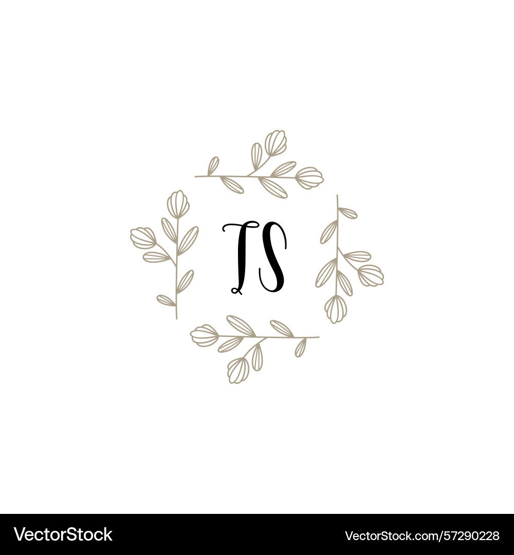 Botanical monogram logos with initial ts Botanical monogram logos with initial ts Vector Image