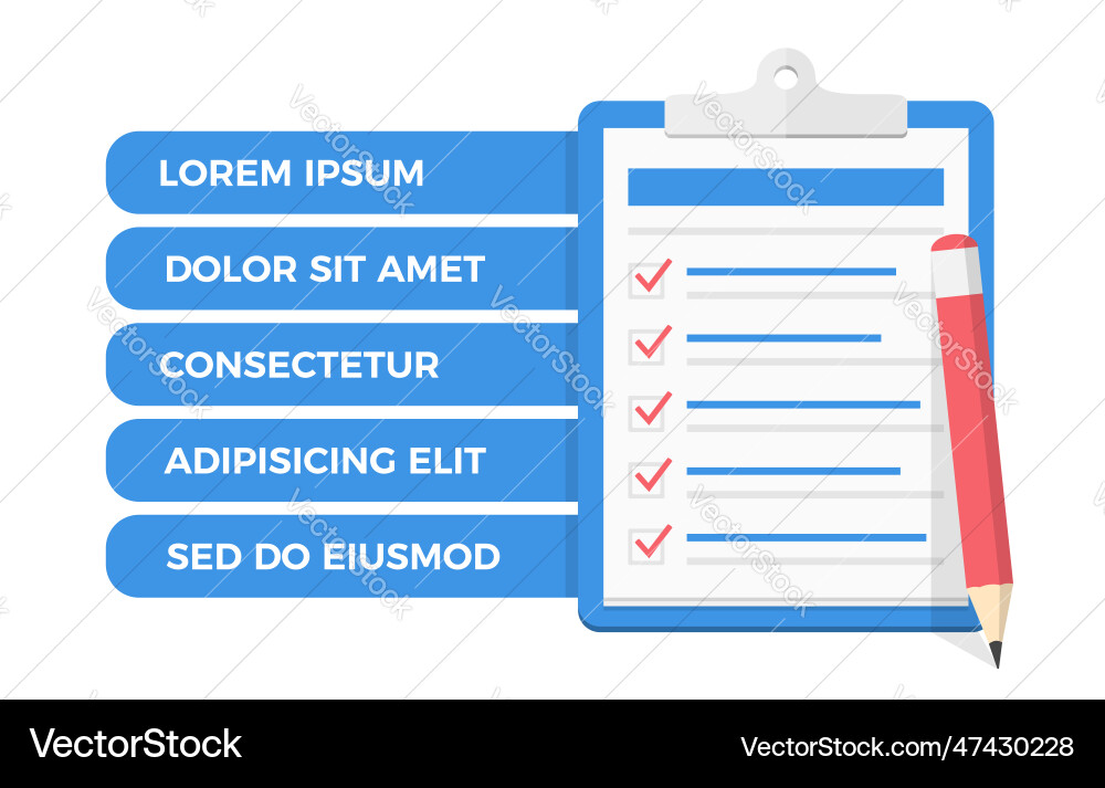 Checkliste mit rotem Stift Vektorbild