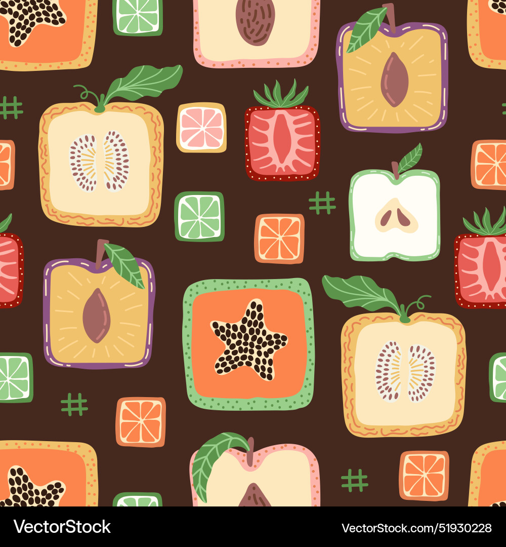 Colorful square fruit seamless pattern Colorful square fruit seamless pattern vector image