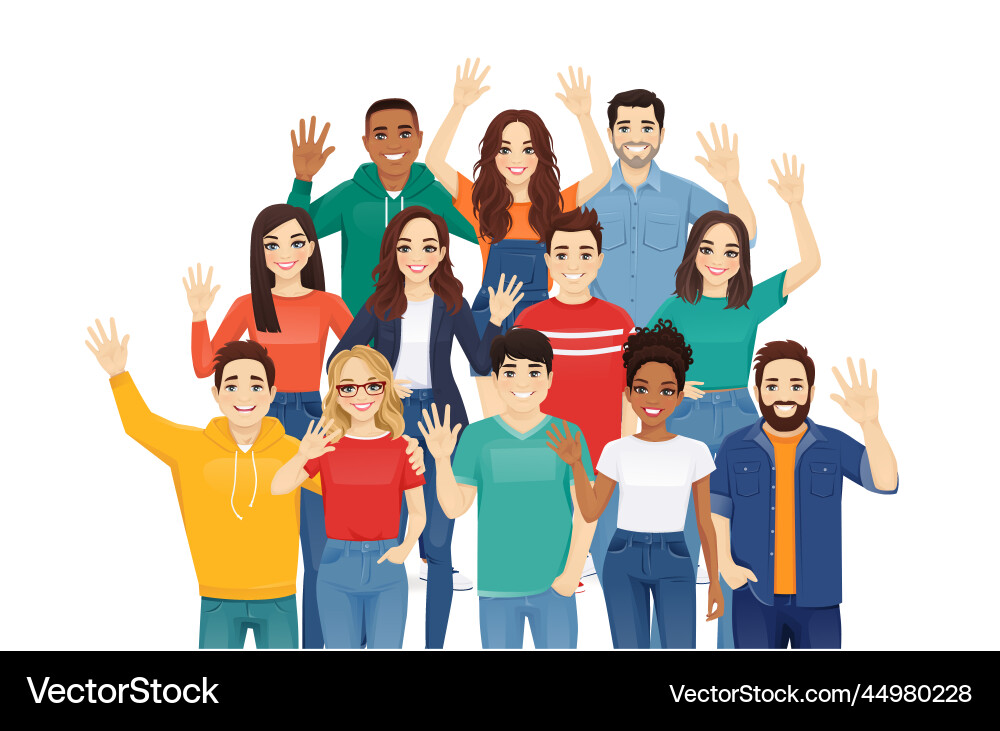 Diverse junge Leute Welle vektorbild