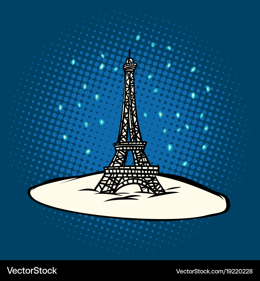 Eiffel tower in winter snowing vector image