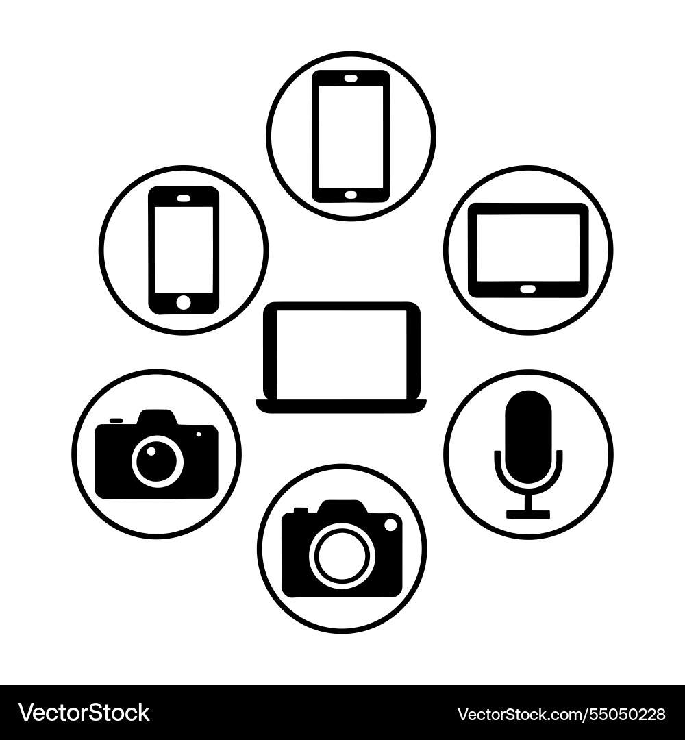 Electronic device icon set Vector Image