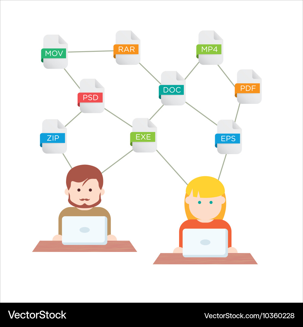 File extensions people with computers vector image