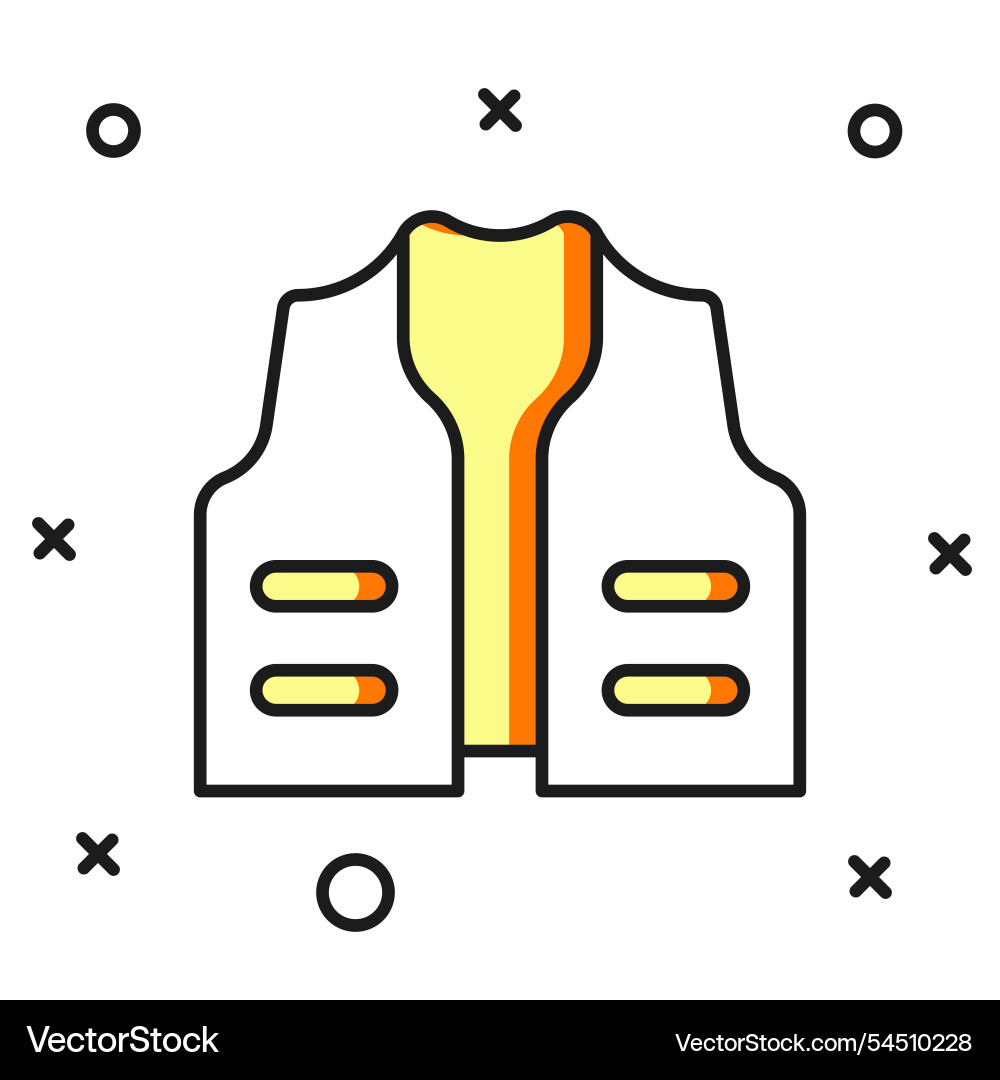Filled outline fishing jacket icon isolated Vector Image
