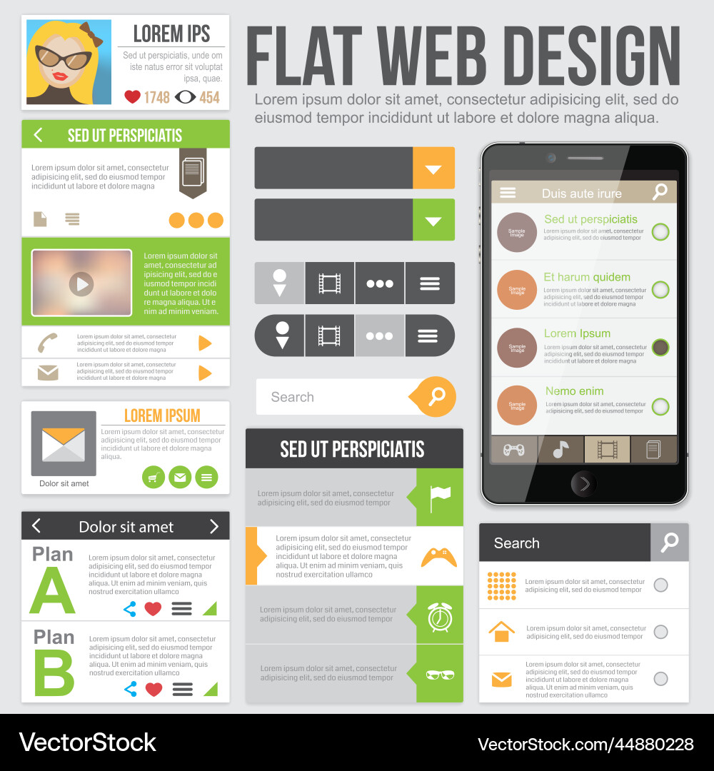 Flat design for applications or web site vector image