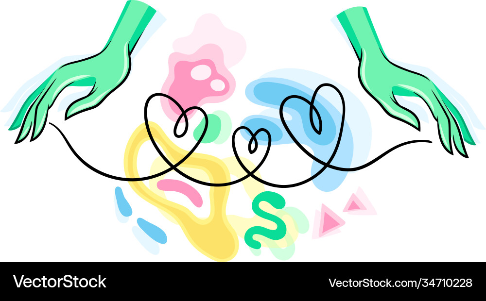 Hands with colorful abstract shapes and contour Hands with colorful abstract shapes and contour vector image