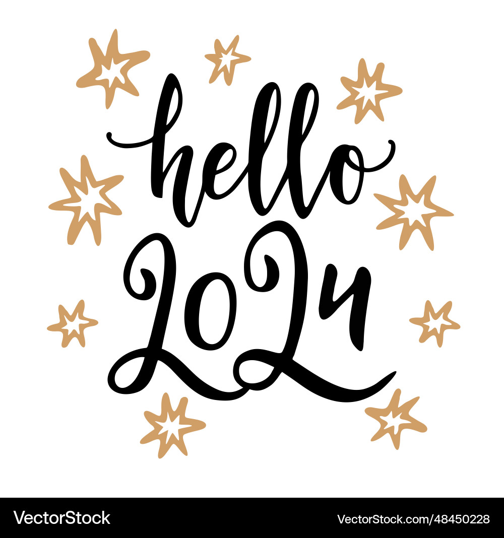 Hello 2024 hand drawn funny banner new year Hello 2024 hand drawn funny banner new year vector image
