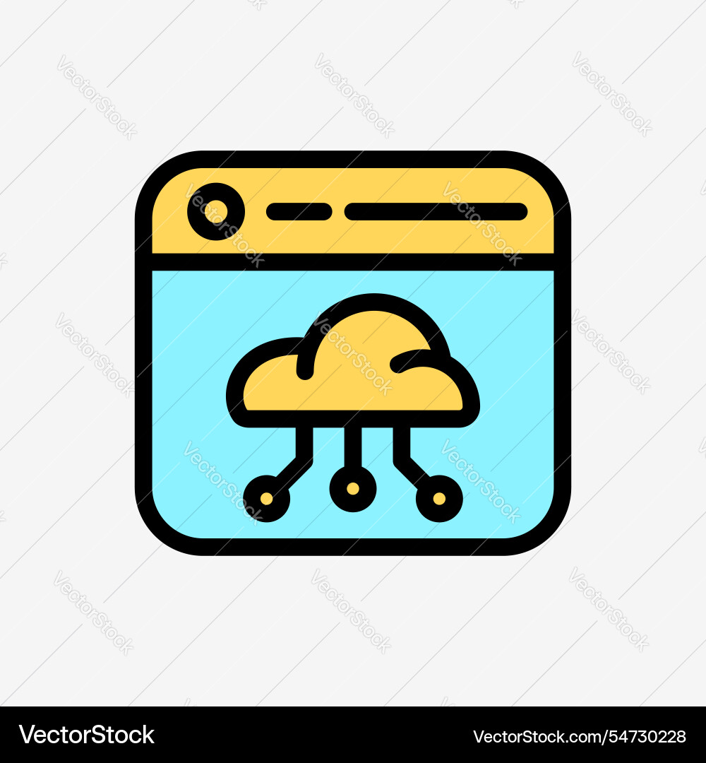 Icon line color web window panel with cloud Icon line color web window panel with cloud vector image