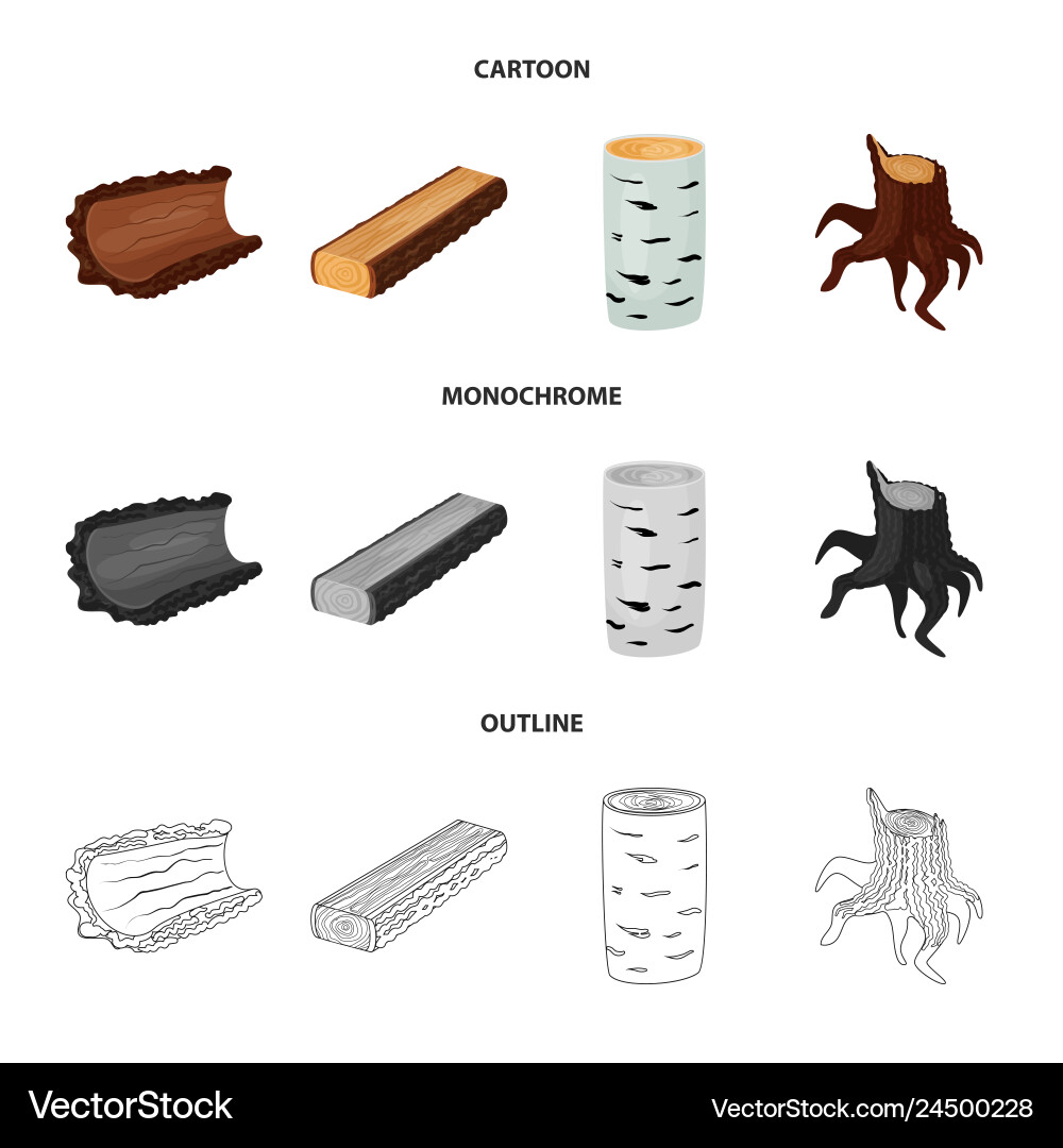 Isolated object of tree and raw symbol collection Vector Image